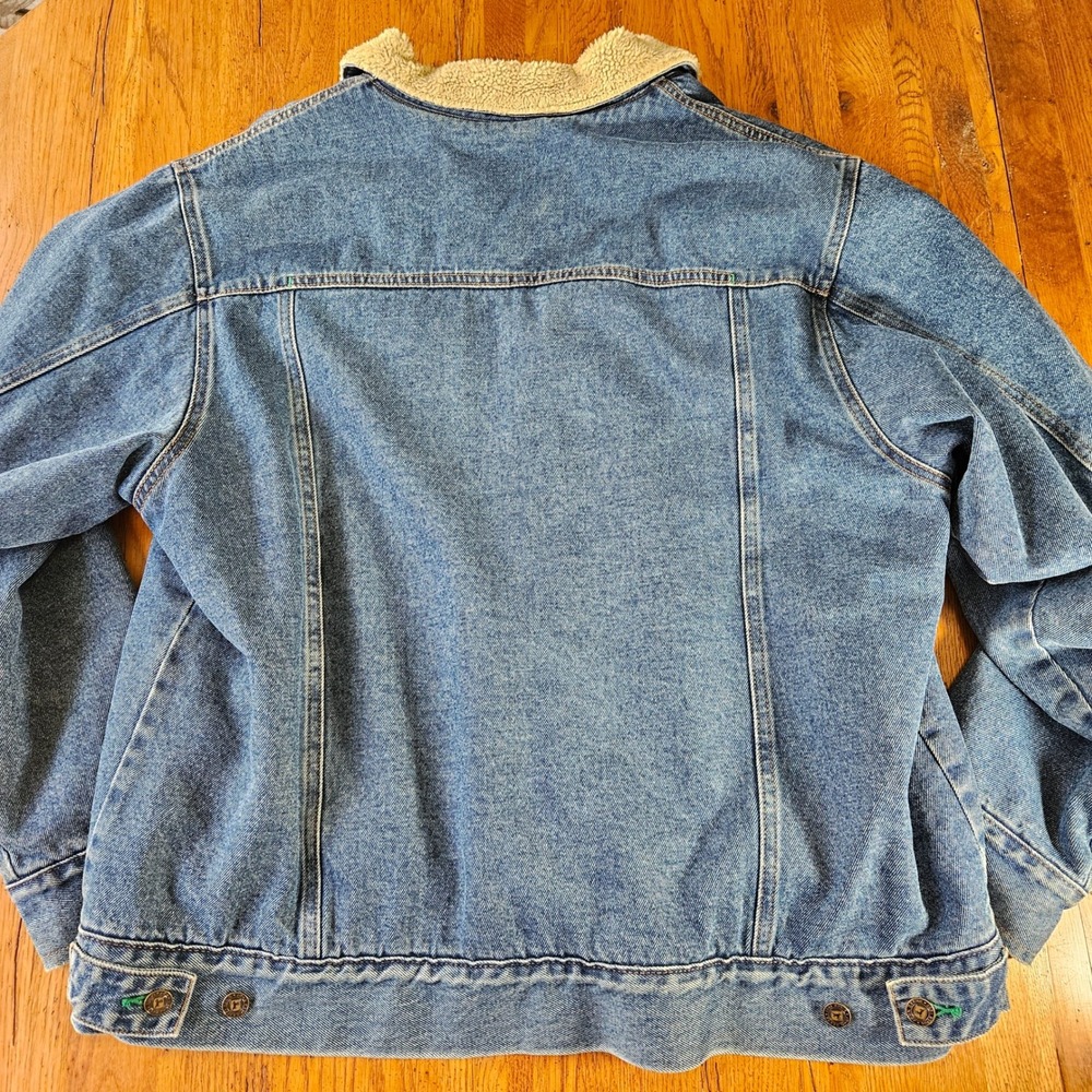 Vintage John Deere Denim Jacket‎ Sherpa Collar Mens L Button Front Trucker - Picture 6 of 11